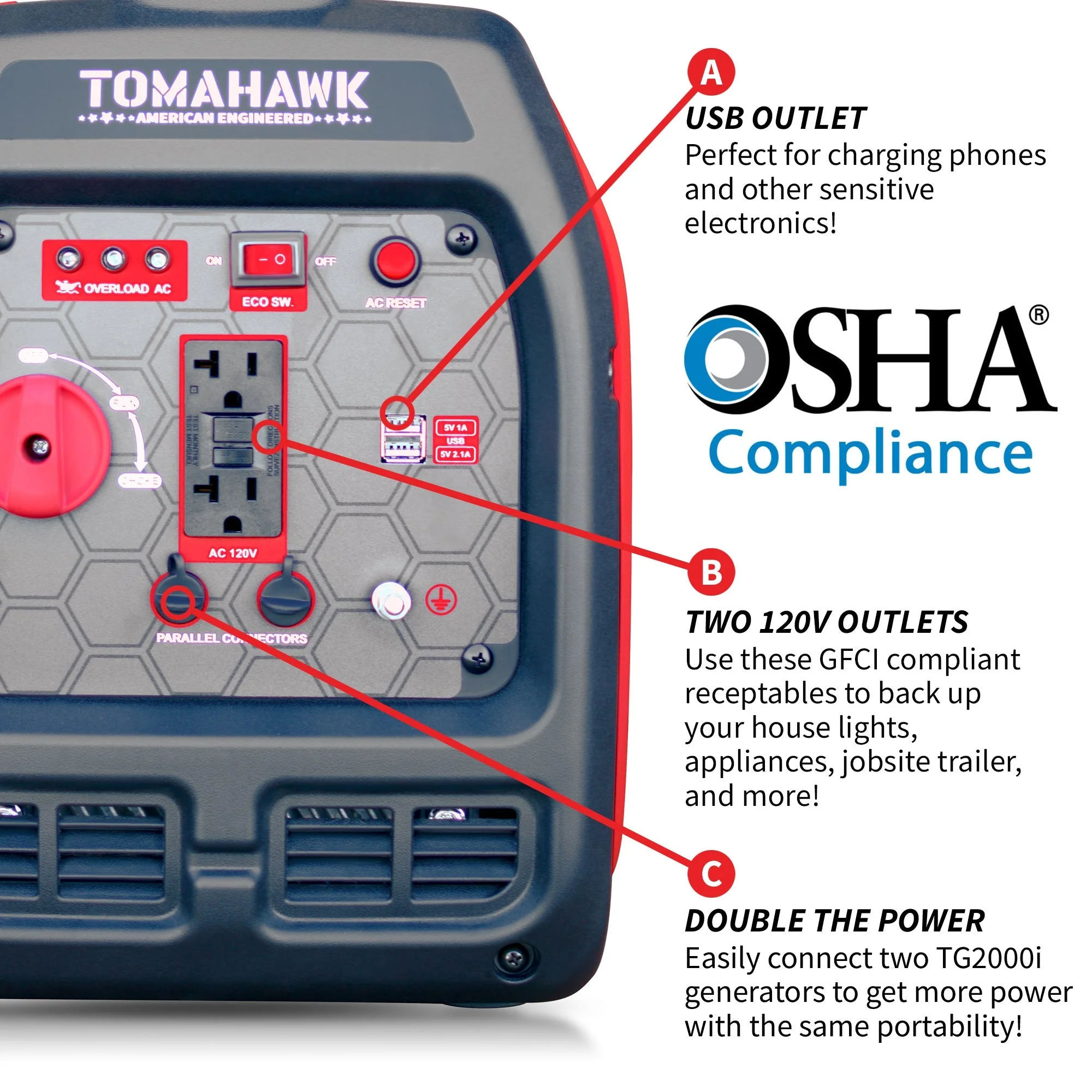 Tomahawk Power 2000 Watt Inverter Generator Super Quiet Portable Gas Power Professional Use - Image 7