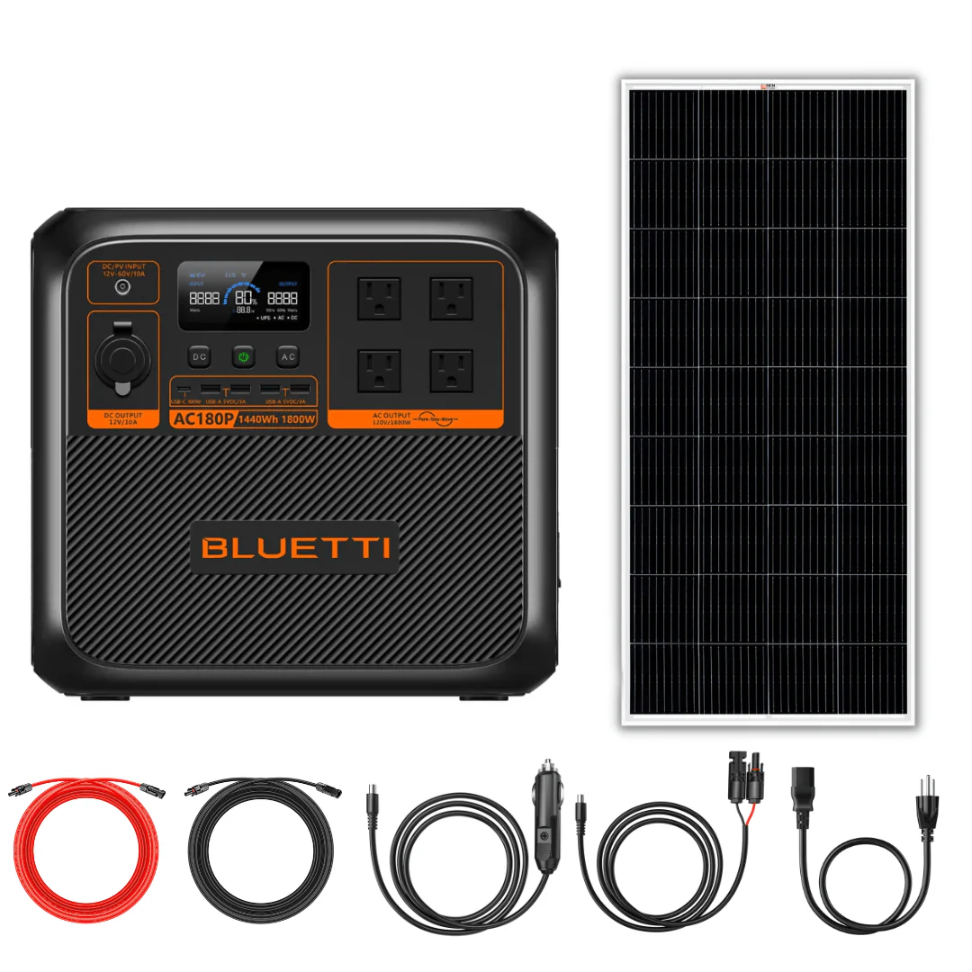 BLUETTI AC180P 1440Wh 1800W Solar Generator + Choose Custom Solar Panel Bundle Option - Image 3