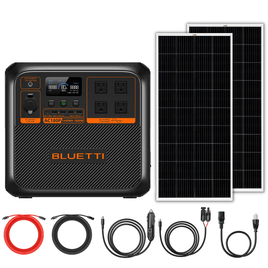 BLUETTI AC180P 1440Wh 1800W Solar Generator + Choose Custom Solar Panel Bundle Option - Image 6
