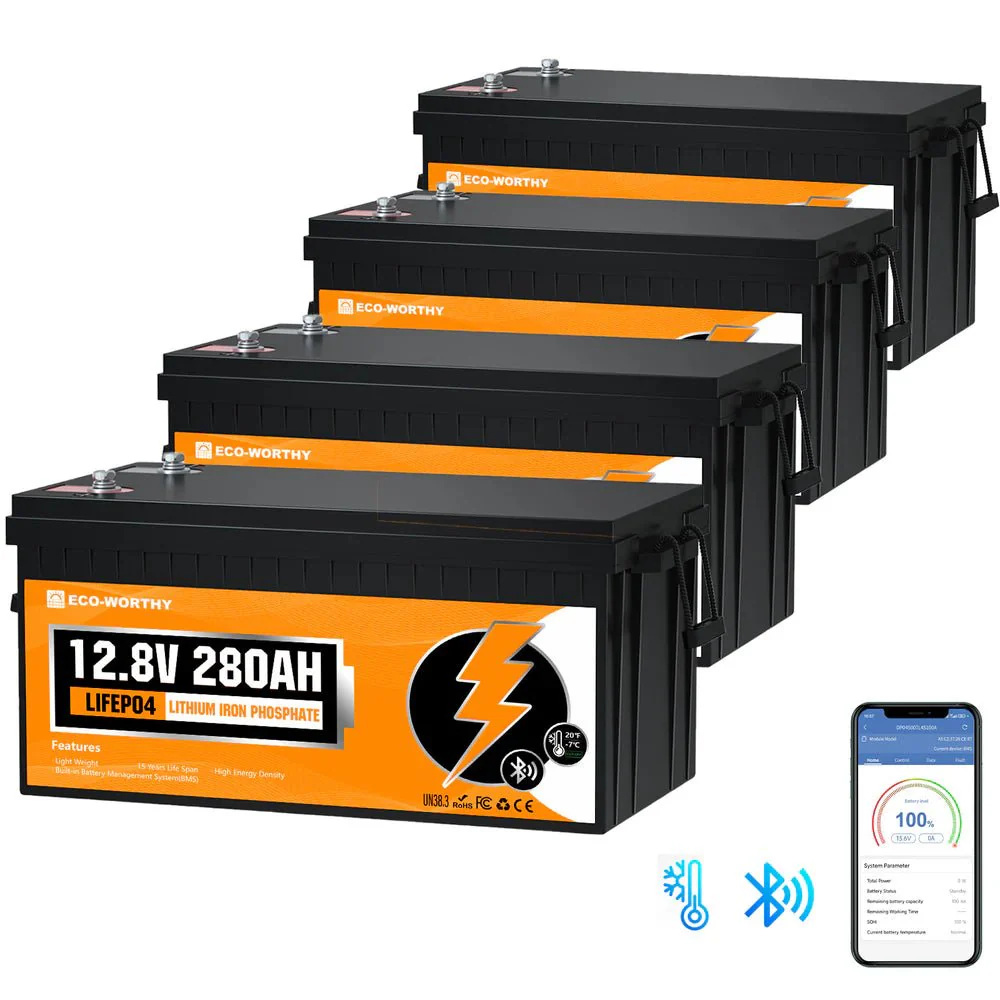 ECO-WORTHY 12V 280Ah Lithium Iron Phosphate Battery With Bluetooth - Image 3