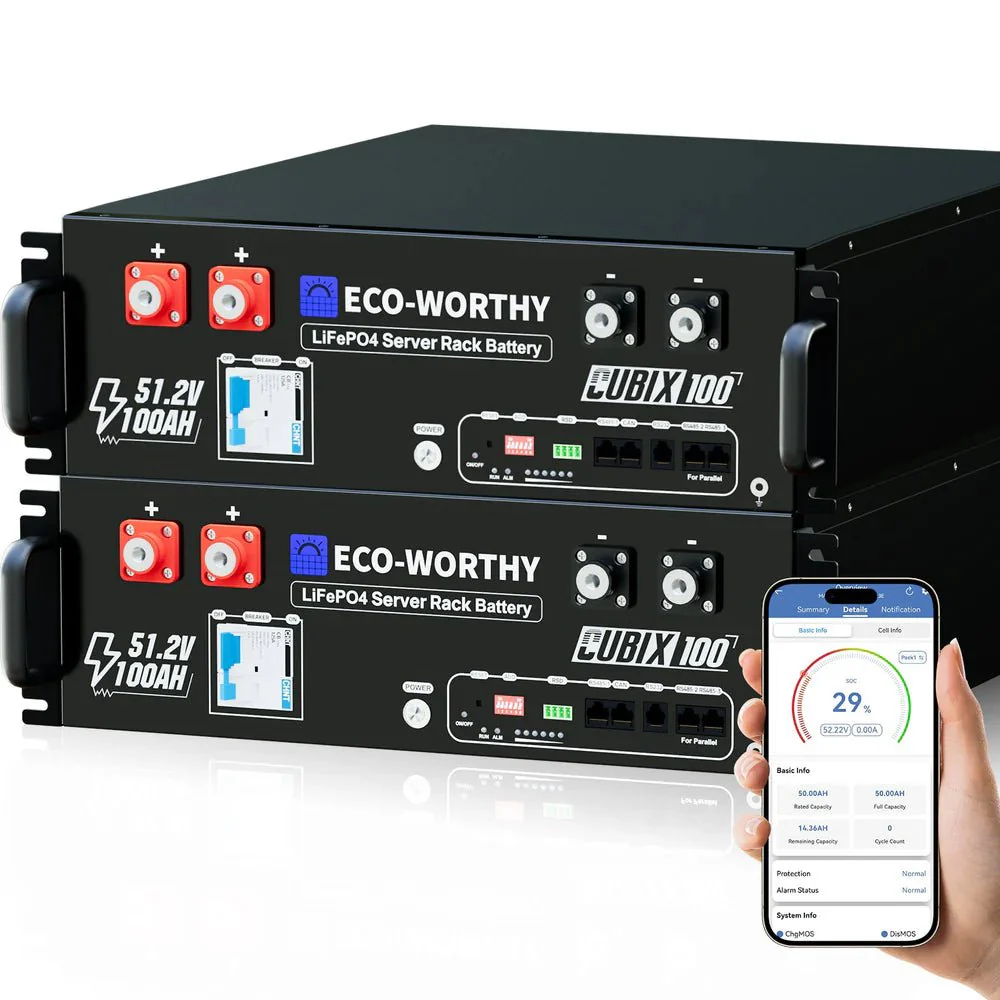 ECO-WORTHY Cubix 100 48V 100Ah Server Rack Battery - Image 2
