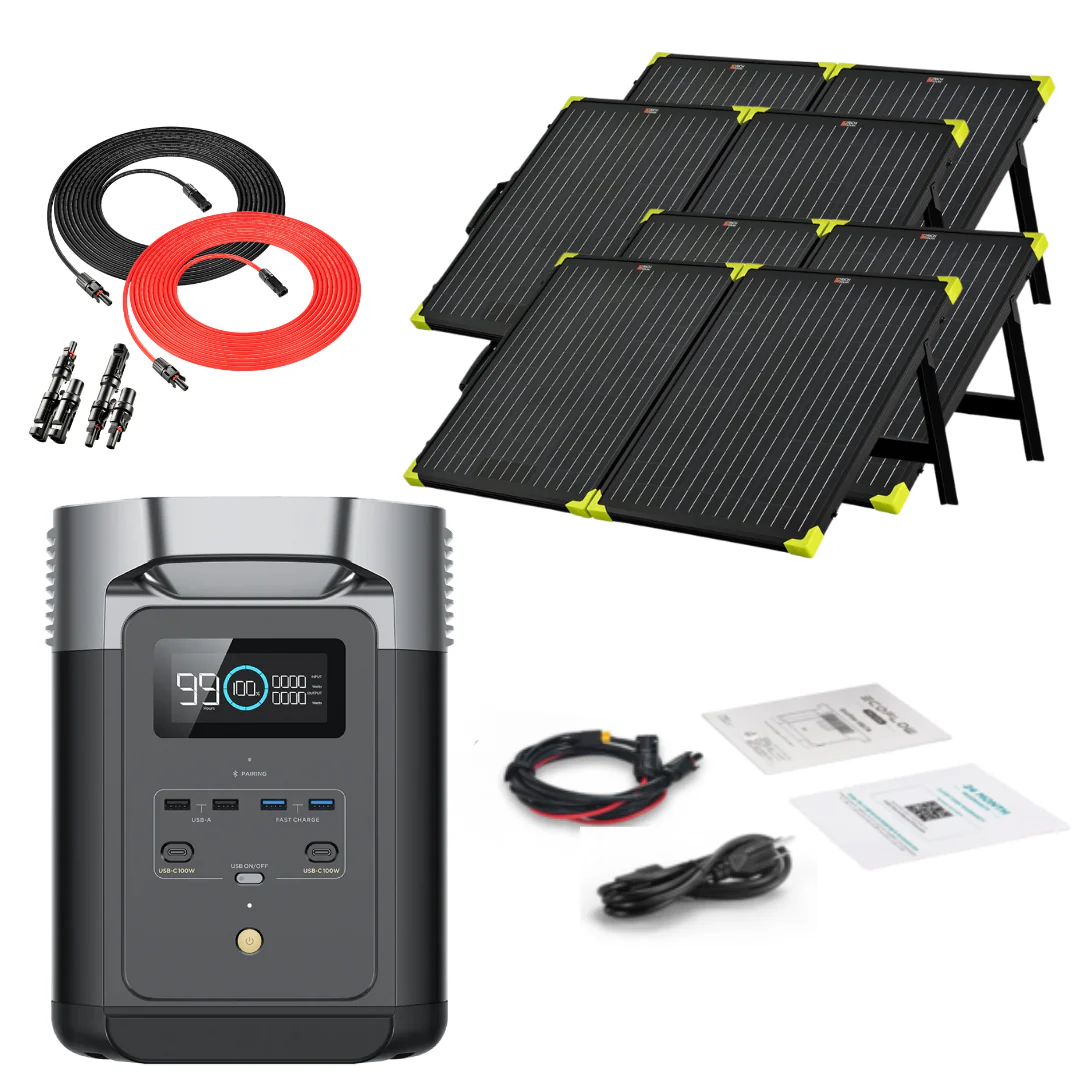 EcoFlow DELTA 2 1024Wh 1800W Solar Generator + 100W Portable Monocrystalline Solar Panels Kit - Image 16