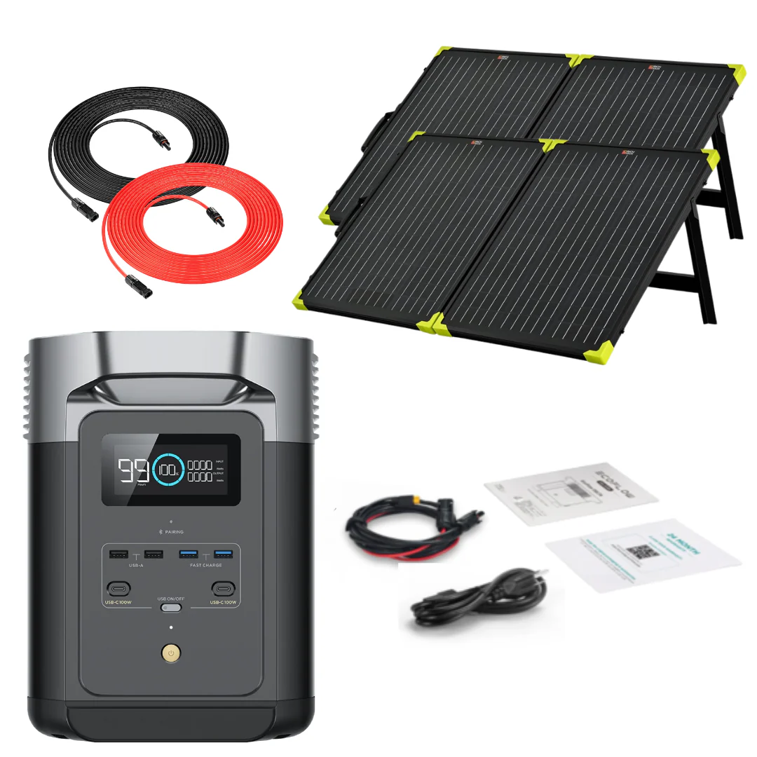 EcoFlow DELTA 2 1024Wh 1800W Solar Generator + 100W Portable Monocrystalline Solar Panels Kit - Image 2