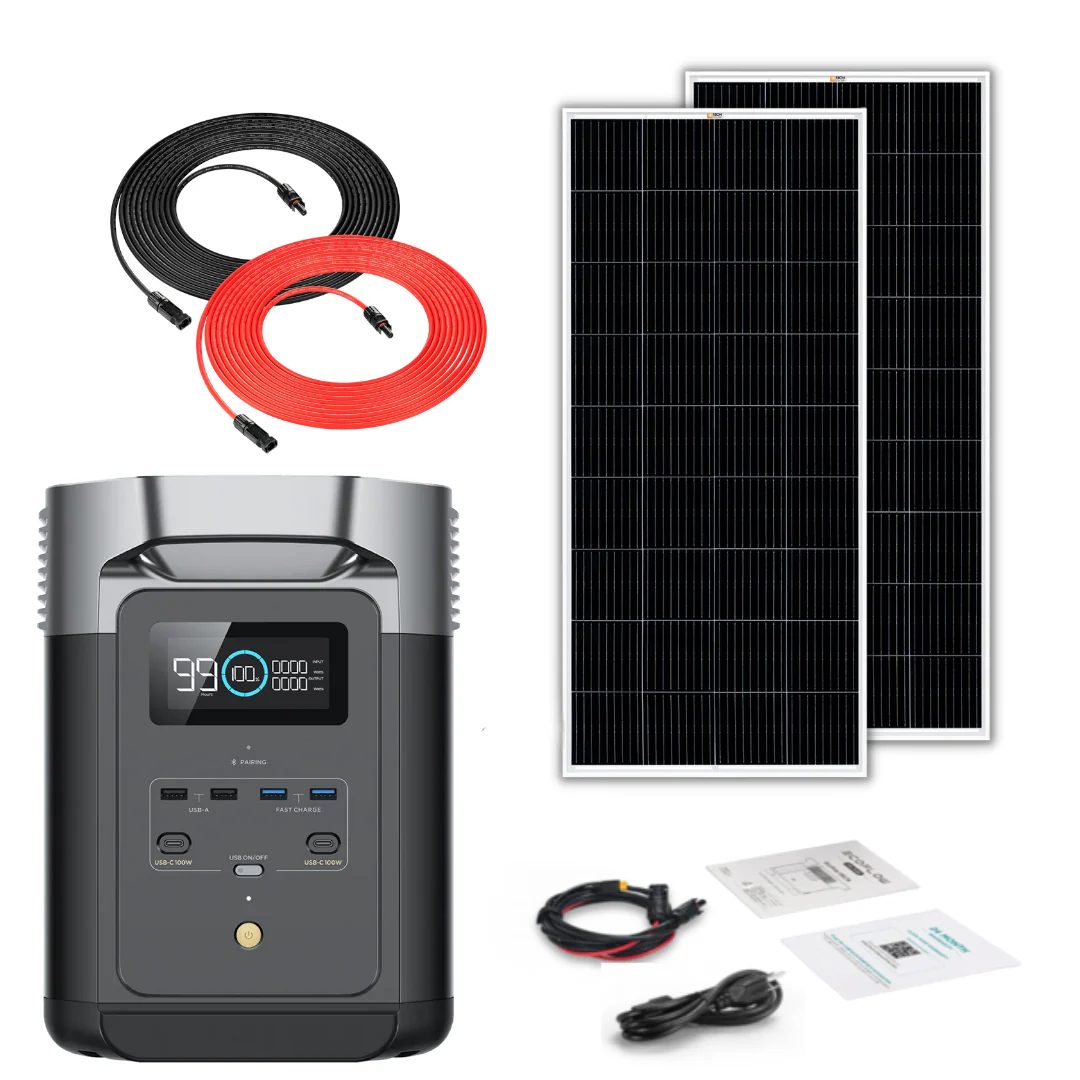 EcoFlow DELTA 2 1024Wh 1800W Solar Generator + 200W Rigid Monocrystalline Solar Panels Kit - Image 2