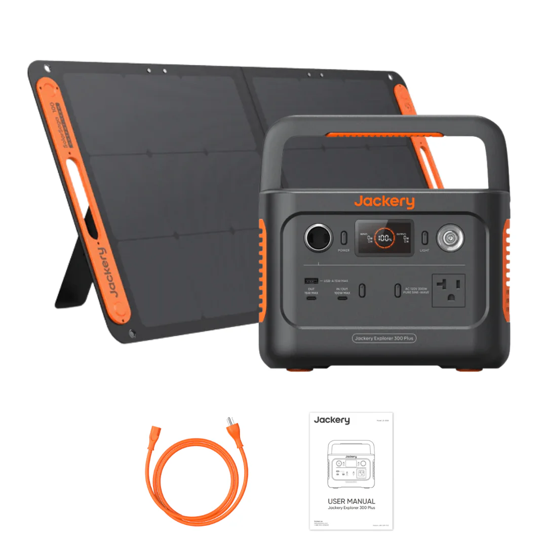Jackery Explorer 300 Plus Solar Generator + SolarSaga 100W Portable Solar Panel
