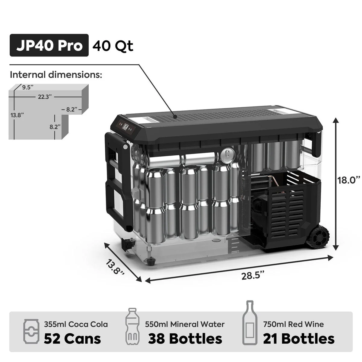ICECO JP40 40 LT PRO Single Zone Portable Freezer With Cover Silver - Image 6