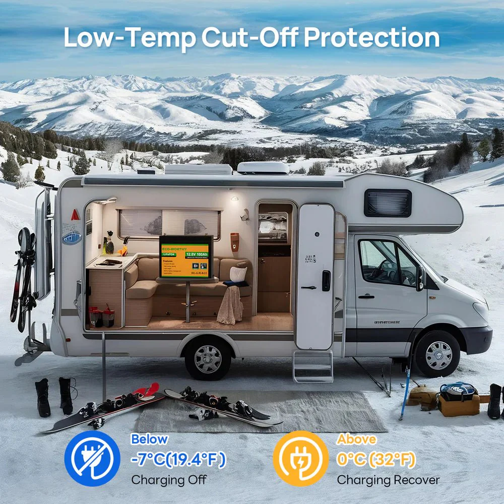 ECO-WORTHY 12V 100Ah LiFePO4 Battery With Bluetooth And Low-Temperature Protection - Image 4