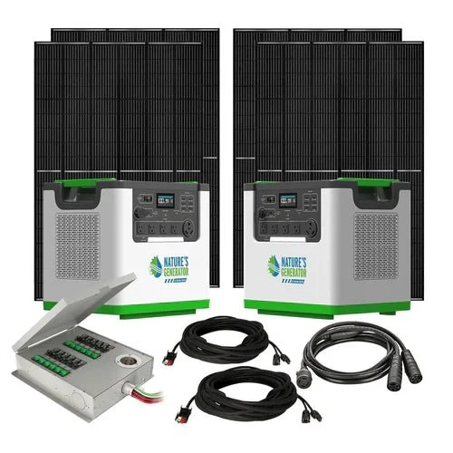 Natures Generator 2 x Lithium 3600 With 4 x 410W Monocrystalline Solar Panel + Transfer Switch (240V/7.2kW)