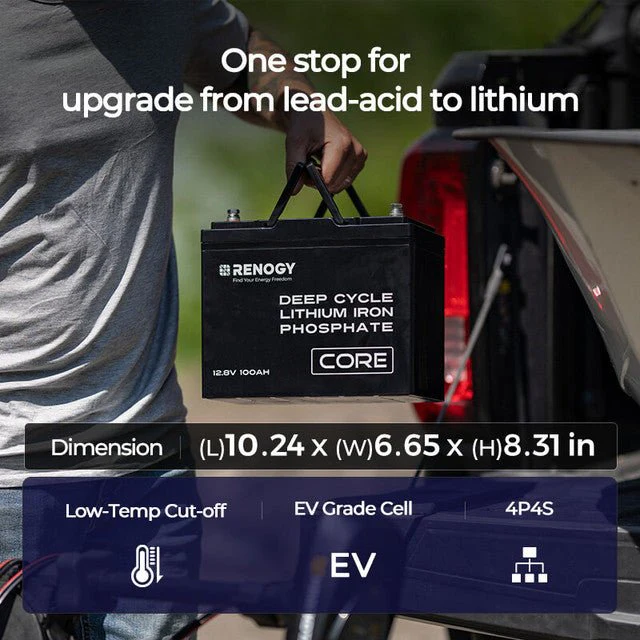 Renogy 12V 100Ah Core Series Deep Cycle Lithium Iron Phosphate Battery - Image 9