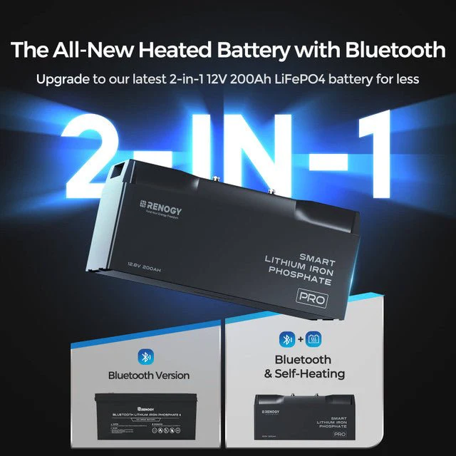 Renogy 12V 200Ah Pro Smart Lithium Iron Phosphate Battery w/Bluetooth & Self-heating Function - Image 6