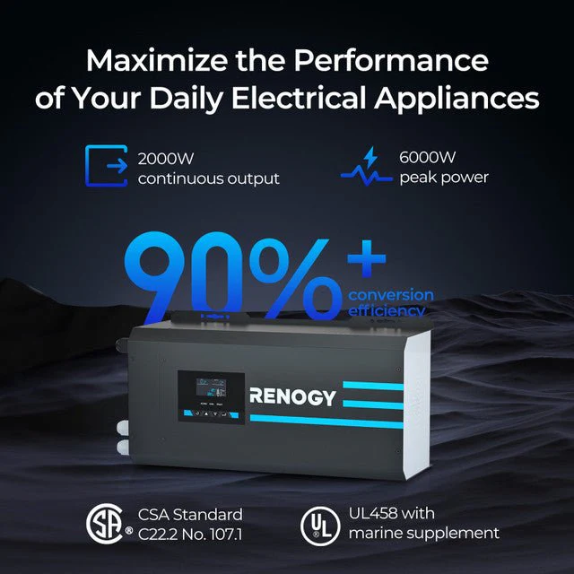 Renogy 2000W 12V Pure Sine Wave Inverter Charger w/ LCD Display - Image 6