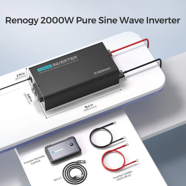 Renogy 2000W 12V Pure Sine Wave Inverter with UPS Transfer Switch and Built-in Bluetooth - Image 7