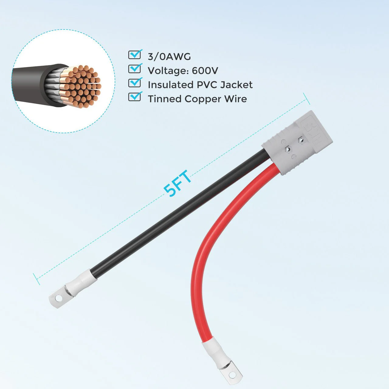 Renogy 5FT 3/0AWG Anderson Adapter Cable (Anderson SB350 - Ring Lug) - Image 6