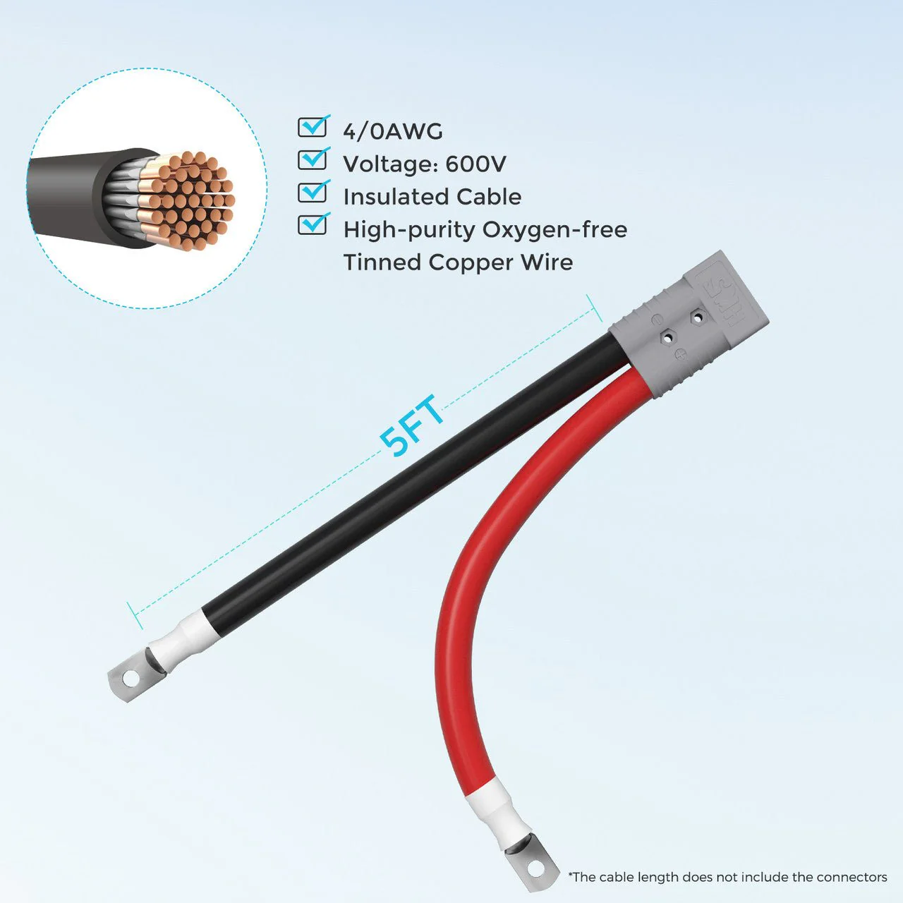 Renogy 5FT 4/0AWG Anderson Adapter Cable (Anderson SB350 - 5/16 in Lugs） - Image 5