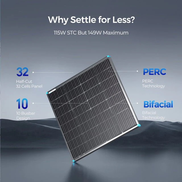 Renogy Bifacial 115 Watt 12 Volt Monocrystalline Solar Panel - Image 3