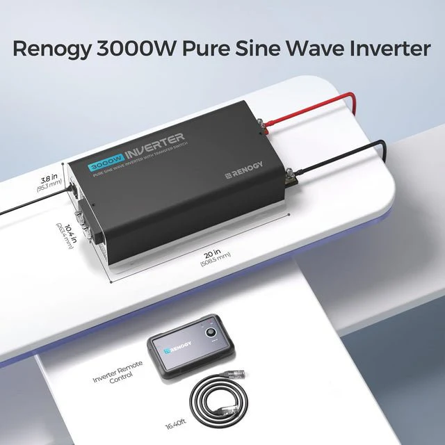 Renogy PUH 12V 3000W Pure Sine Wave Inverter with UPS Transfer Switch and Built-in Bluetooth - Image 8