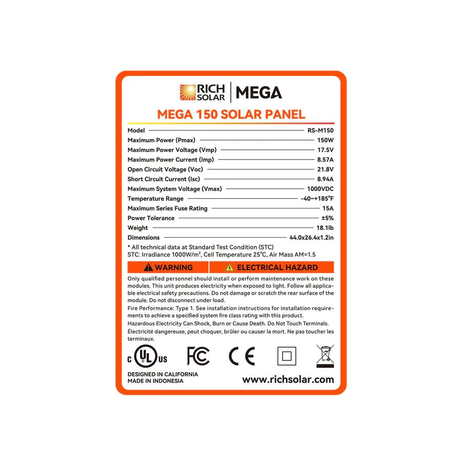 Rich Solar MEGA 150 Watt Monocrystalline Solar Panel - Image 10