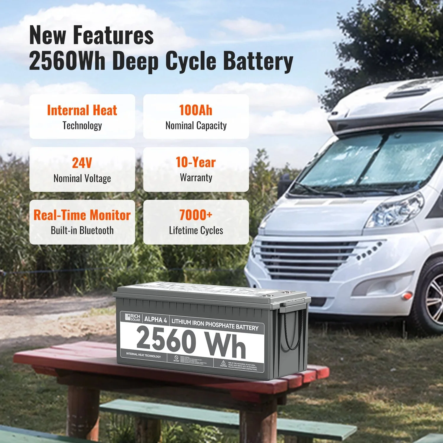 Rich Solar ALPHA 4 24V 100Ah LiFePO4 Battery w/ Internal Heating and Bluetooth - Image 5