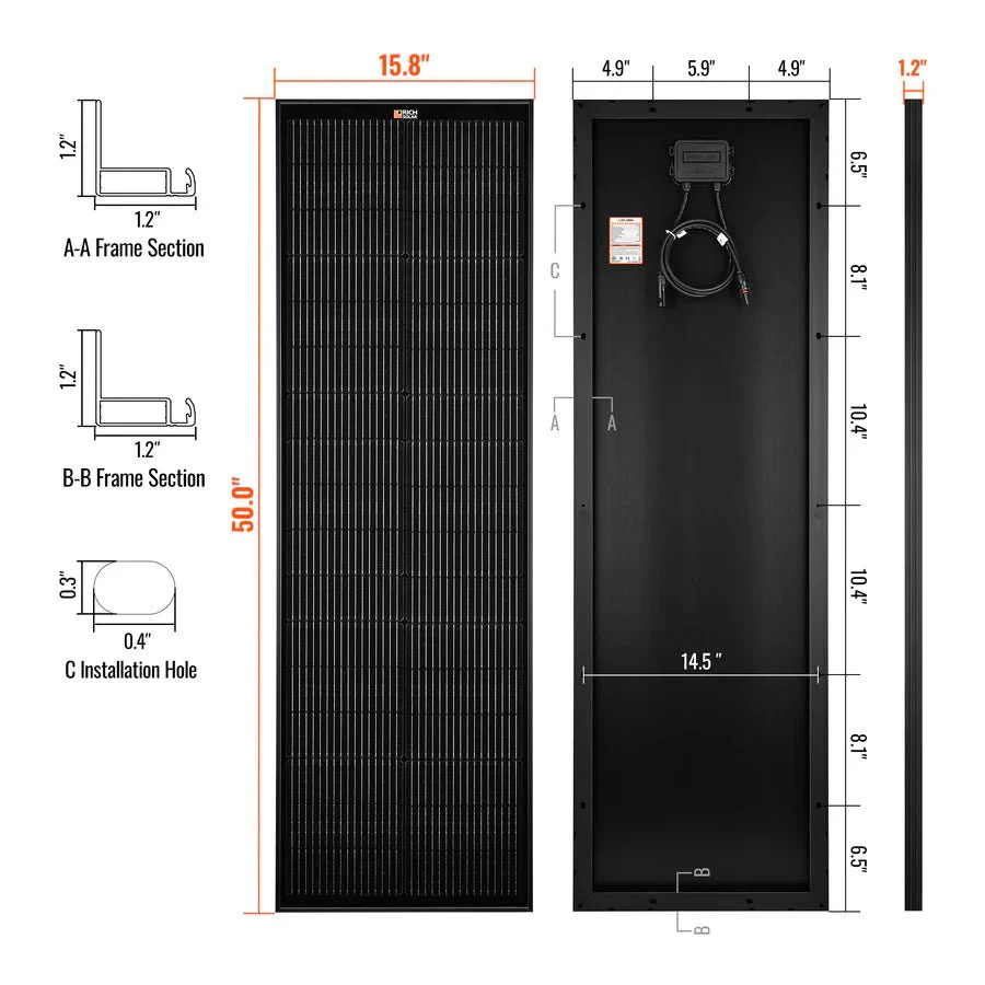 Rich Solar MEGA 100 Watt 12V Slim Monocrystalline Solar Panel - Image 18