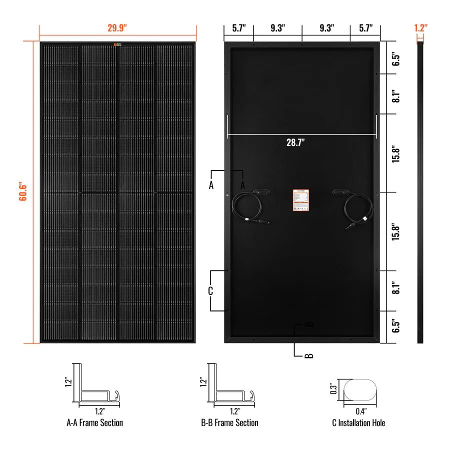 Rich Solar MEGA 250 Watt Monocrystalline Solar Panel UL Certified Black - Image 2