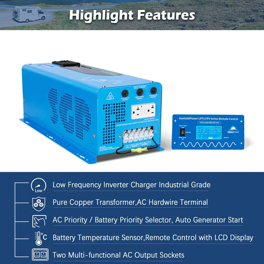 SunGoldPower 4000W DC 48V Split Phase Pure Sine Wave Inverter With Charger UL1741 Standard - Image 3
