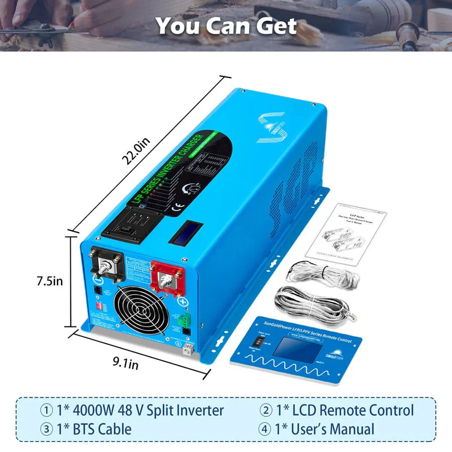 SunGoldPower 4000W DC 48V Split Phase Pure Sine Wave Inverter With Charger UL1741 Standard - Image 4