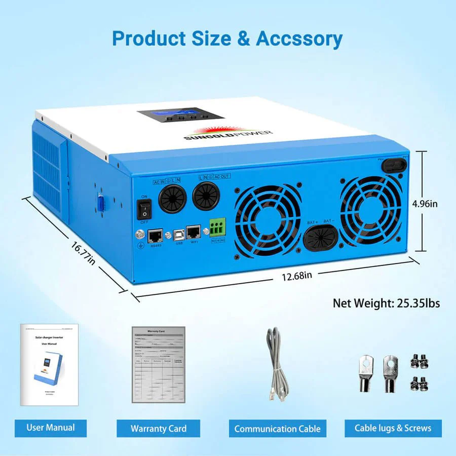 SunGoldPower 5000W 48V Solar Charger Inverter - Image 8