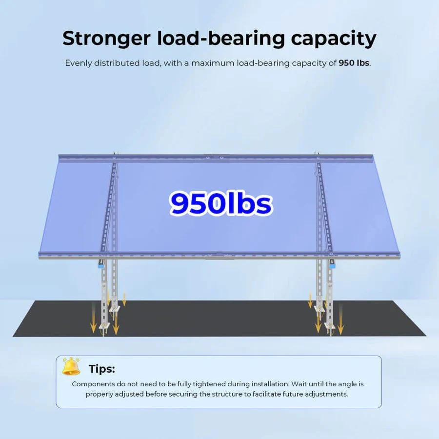 SunGoldPower Modular & Expandable Ground Mount Brackets for 2 × 400W–590W Solar Panels - Image 2