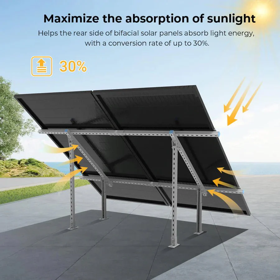 SunGoldPower Modular & Expandable Ground Mount Brackets for 2 × 400W–590W Solar Panels - Image 4