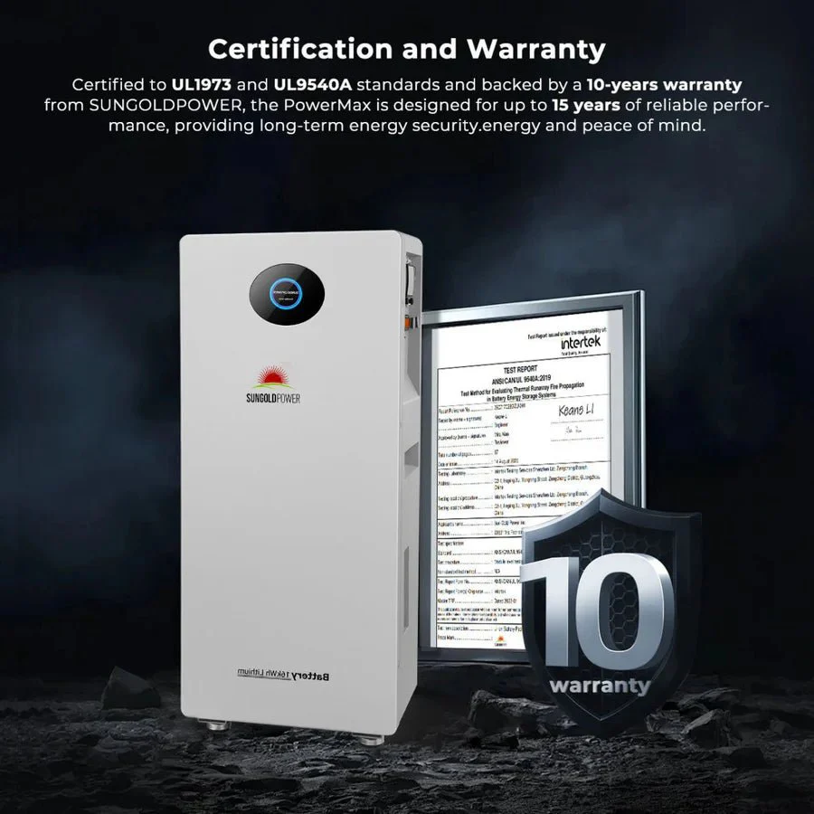 SunGoldPower PowerMax 51.2V 314AH Outdoor Energy Storage Battery UL1973 & UL9540A - Image 4