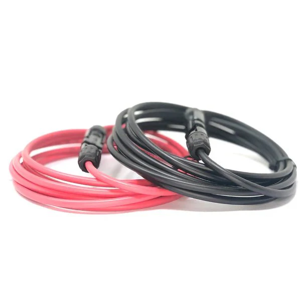 WindyNation 10 Gauge (AWG) Black + Red Solar Panel Extension Cable Wire with Solar Connectors