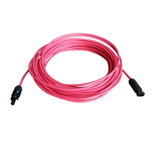 WindyNation 12 Gauge (AWG) Red Solar Panel Extension Cable Wire With Solar Connectors
