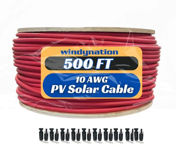 WindyNation 500 Foot Spool 10 Gauge 10 AWG Red Pure Copper Solar Panel Extension Cable Wire - Image 2