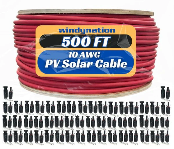 WindyNation 500 Foot Spool 10 Gauge 10 AWG Red Pure Copper Solar Panel Extension Cable Wire - Image 4