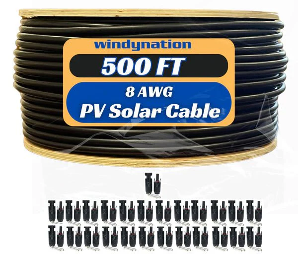 WindyNation 500 Foot Spool 8 Gauge 8 AWG Black Pure Copper Solar Panel Extension Cable Wire - Image 3