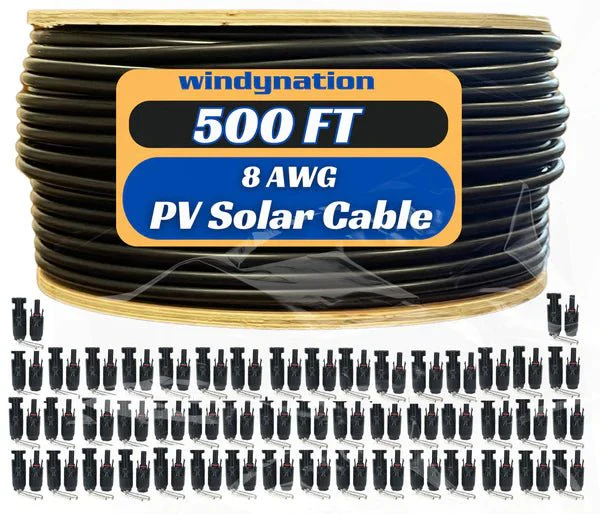 WindyNation 500 Foot Spool 8 Gauge 8 AWG Black Pure Copper Solar Panel Extension Cable Wire - Image 4