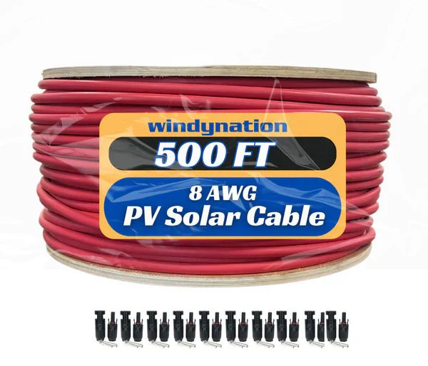 WindyNation 500 Foot Spool 8 Gauge 8 AWG Red Pure Copper Solar Panel Extension Cable Wire - Image 2