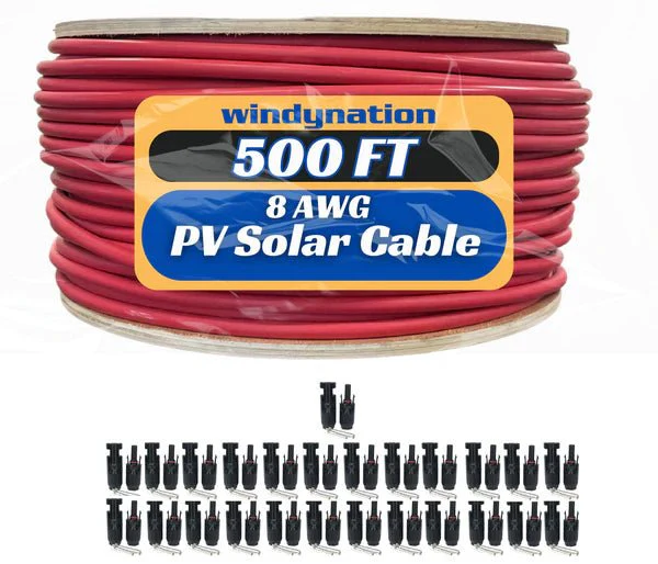 WindyNation 500 Foot Spool 8 Gauge 8 AWG Red Pure Copper Solar Panel Extension Cable Wire - Image 3