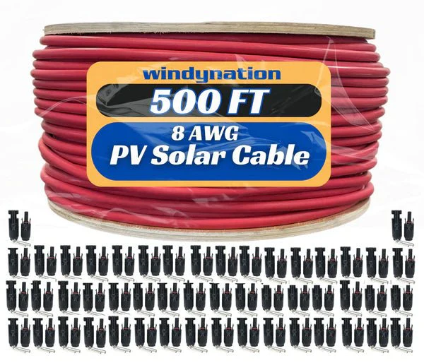 WindyNation 500 Foot Spool 8 Gauge 8 AWG Red Pure Copper Solar Panel Extension Cable Wire - Image 4